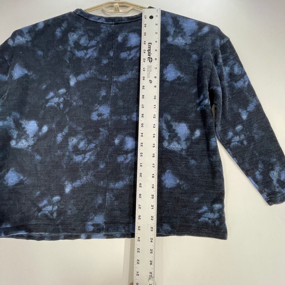 Old Navy Sweater Sweatshirt Women XL Blue Black Tie Dye Print Casual Lightweight - Picture 4 of 7